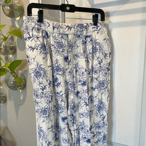 Jason Wu White and Blue Floral Trousers